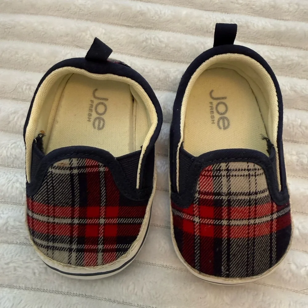Joe Fresh Kids Plaid Slip-On Shoes - Red and Black
